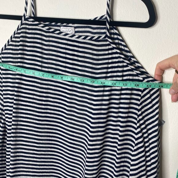 Mudpie Navy & White Thin Striped Flowy Sleeveless Stretch Tank Shift Dress S - Picture 10 of 11